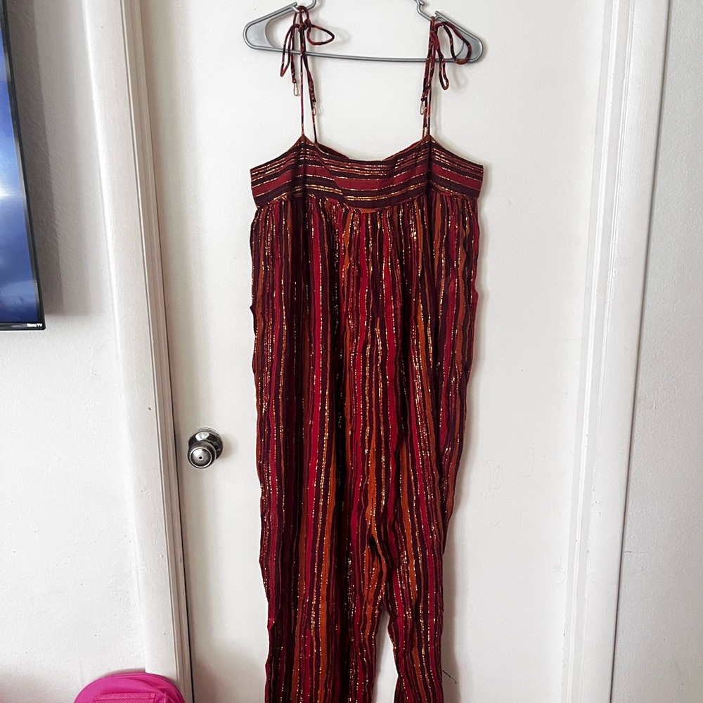 FREE PEOPLE Striped Flowy Jumpsuit LARGE - Picture 7 of 7